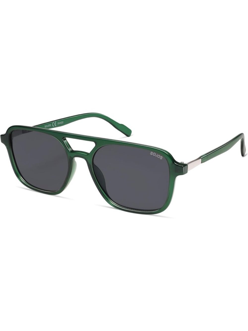 Women's Green Grey Trendy Rectangle Retro Aviator Sunglasses Elegant Design